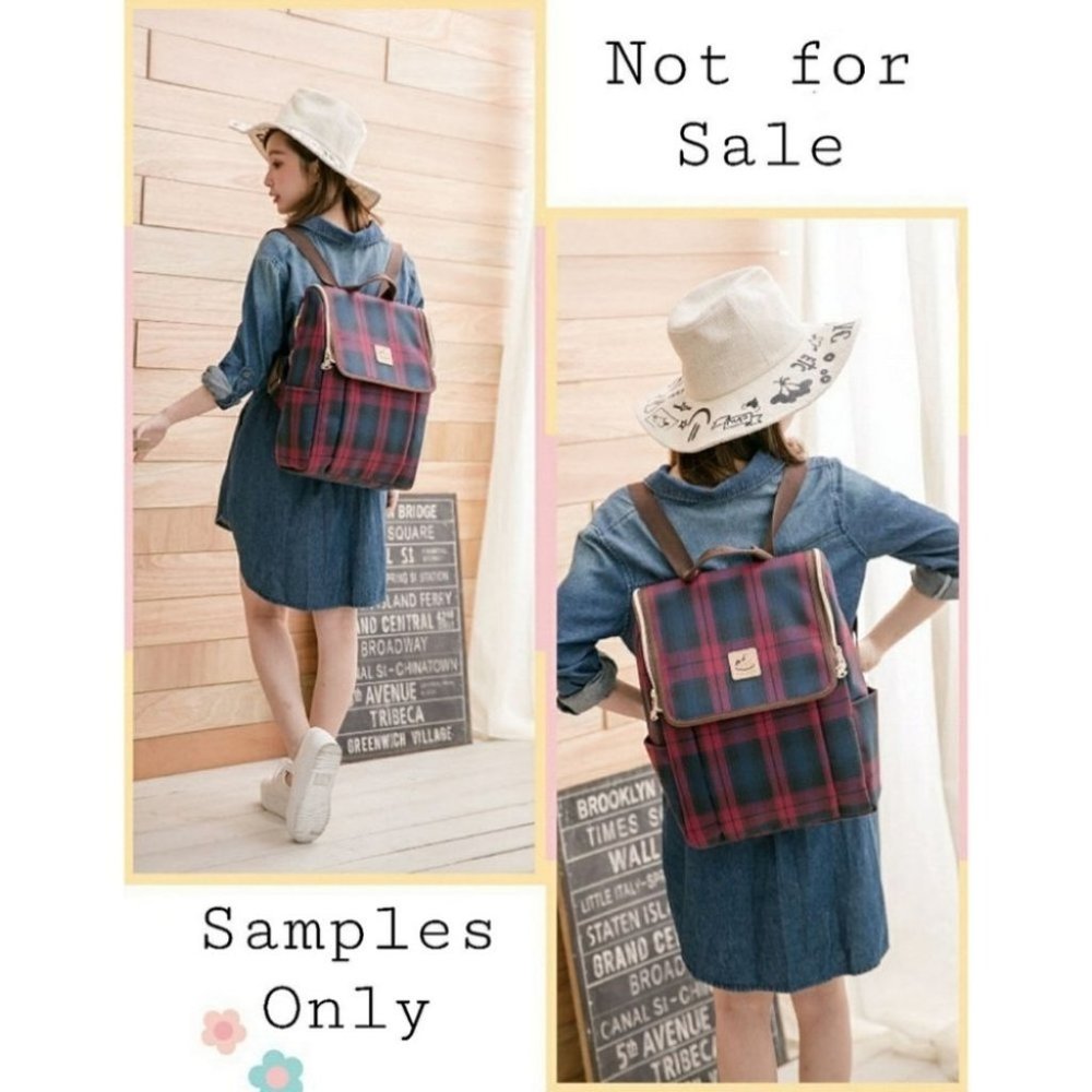 Waterproof Plaid Flip Backpack for School Work - Picture 5 of 12